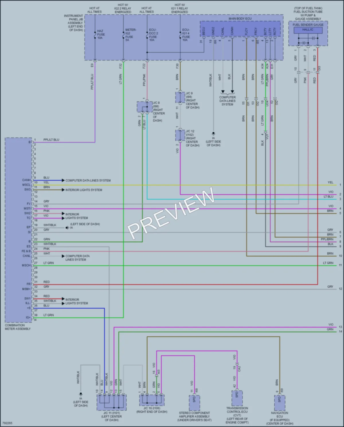 2022 Toyota Corolla Instrument Cluster wiring diagram preview