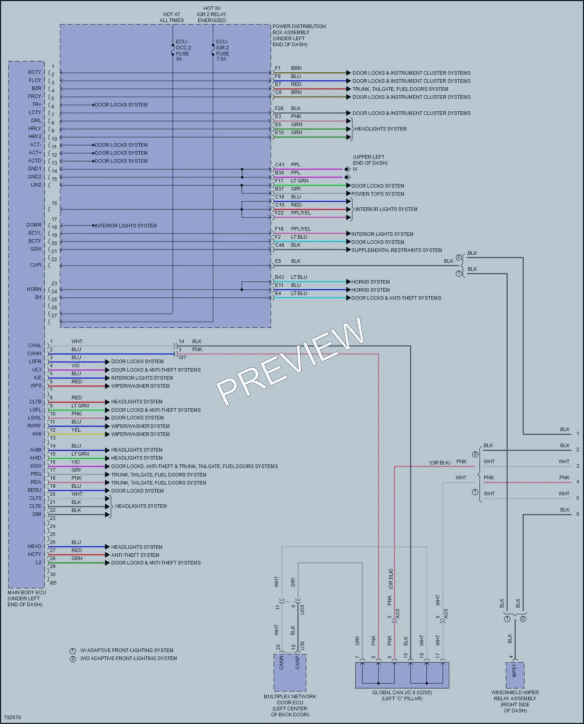 2022 Toyota CorollaCross Body Control Modules wiring diagram preview