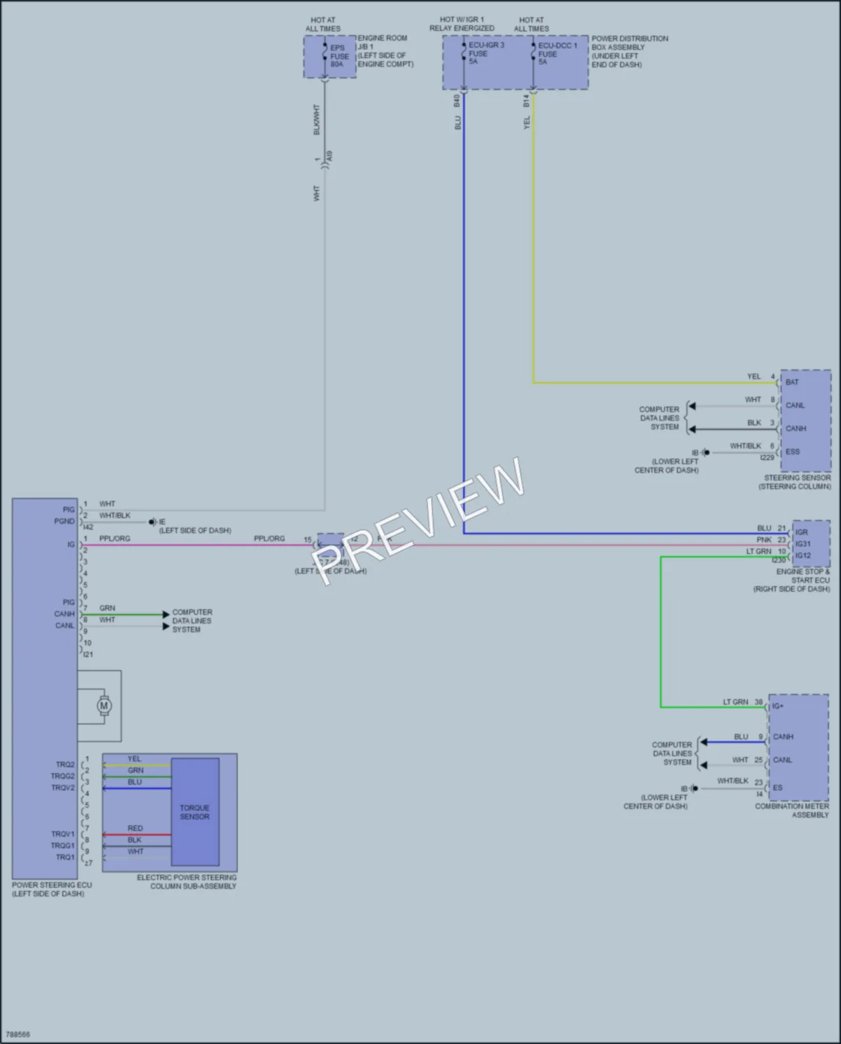 2022 Toyota CorollaCross Electronic Power Steering wiring diagram preview