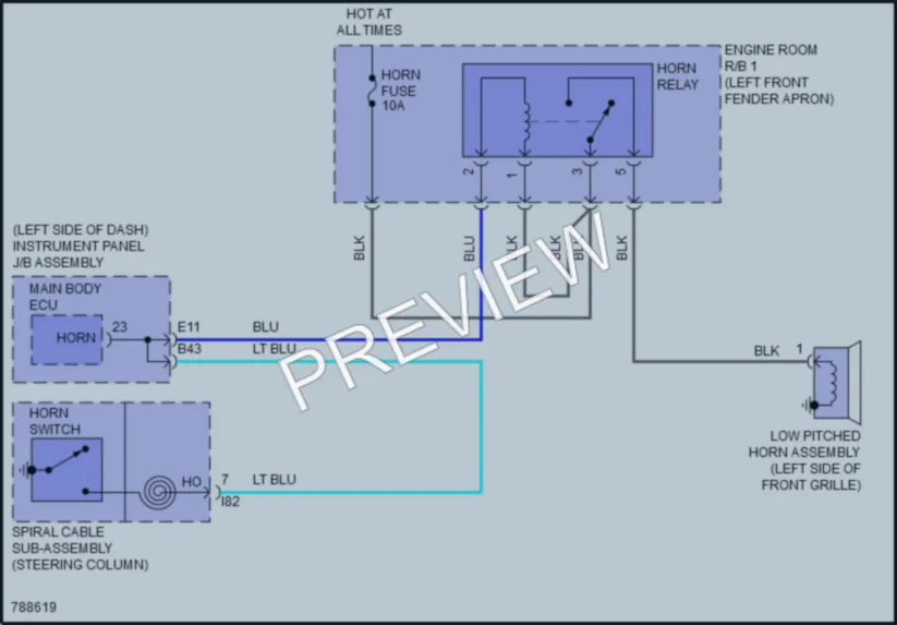 2022 Toyota CorollaCross Horn wiring diagram preview