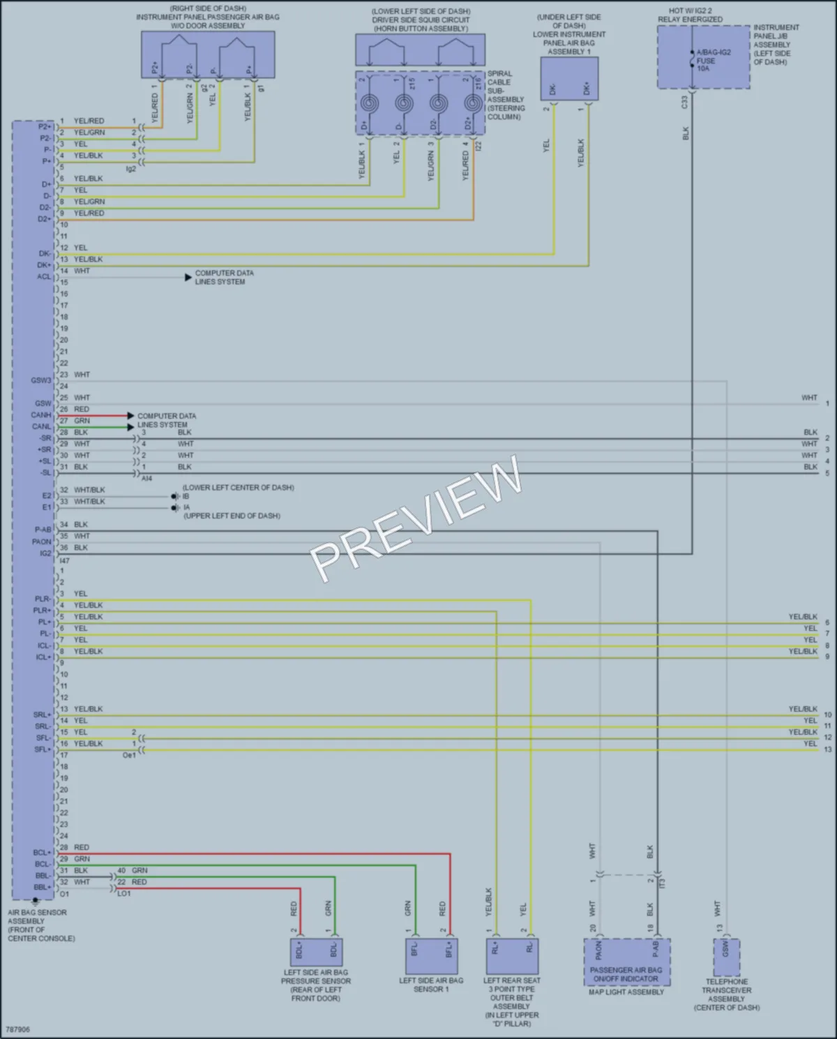 2022 Toyota CorollaCross Supplemental Restraints wiring diagram preview