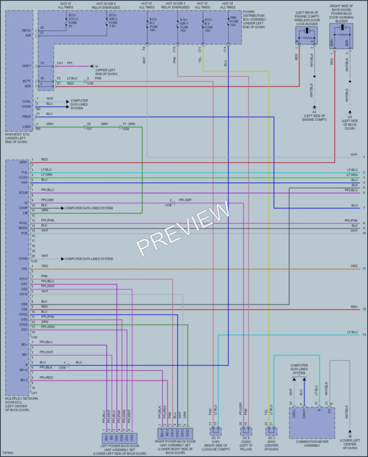 2022 Toyota CorollaCross Trunk Tailgate Fuel Door wiring diagram preview