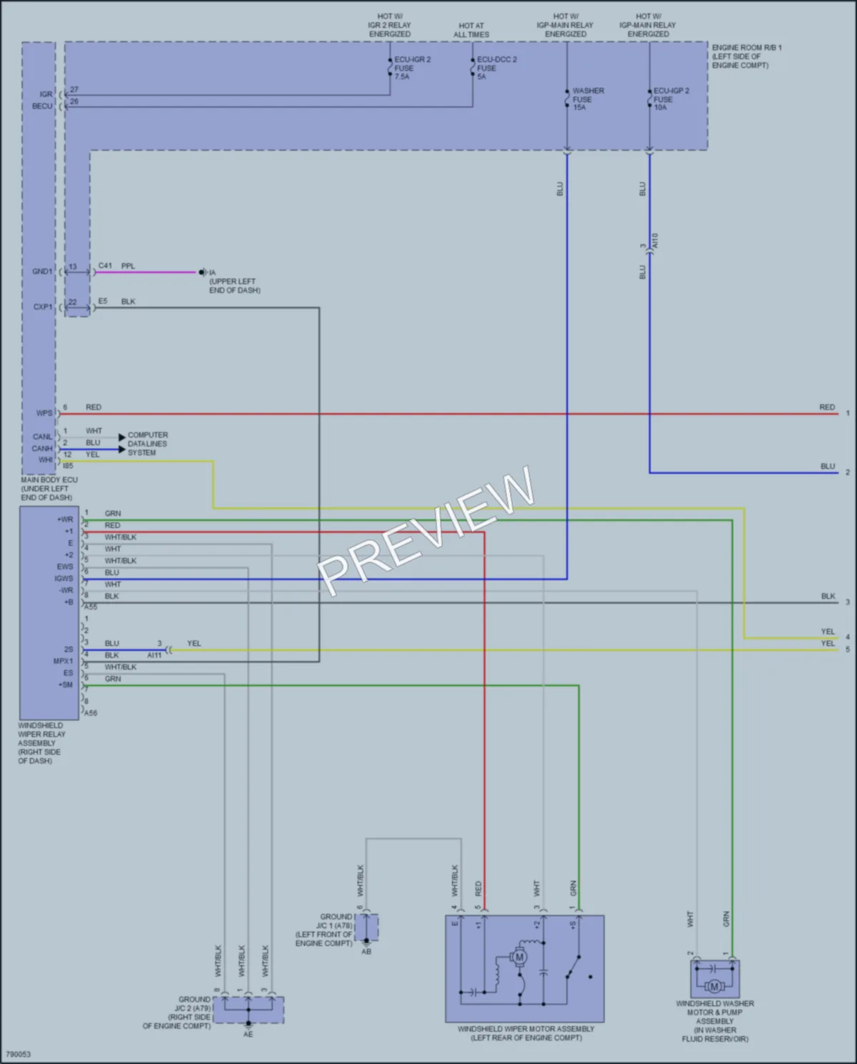 2022 Toyota CorollaCross Wiper Washer wiring diagram preview