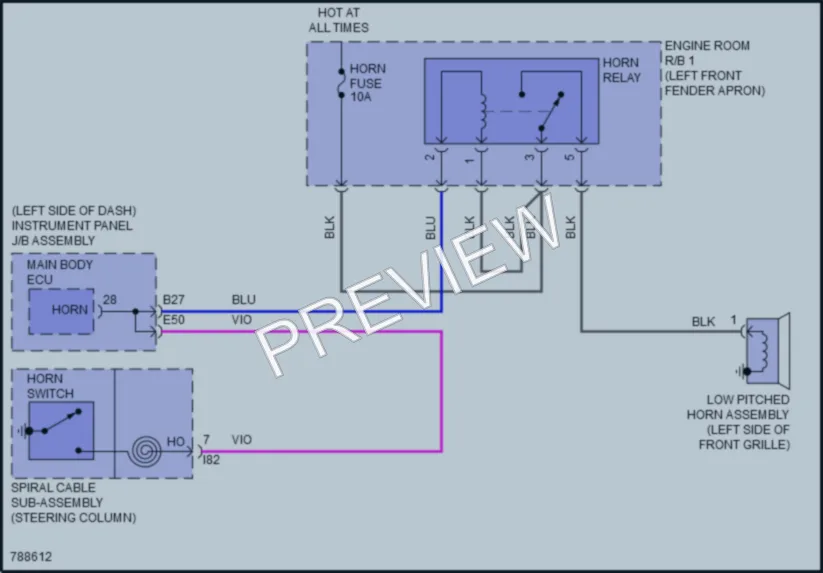 2022 Toyota CorollaHybrid Horn wiring diagram preview