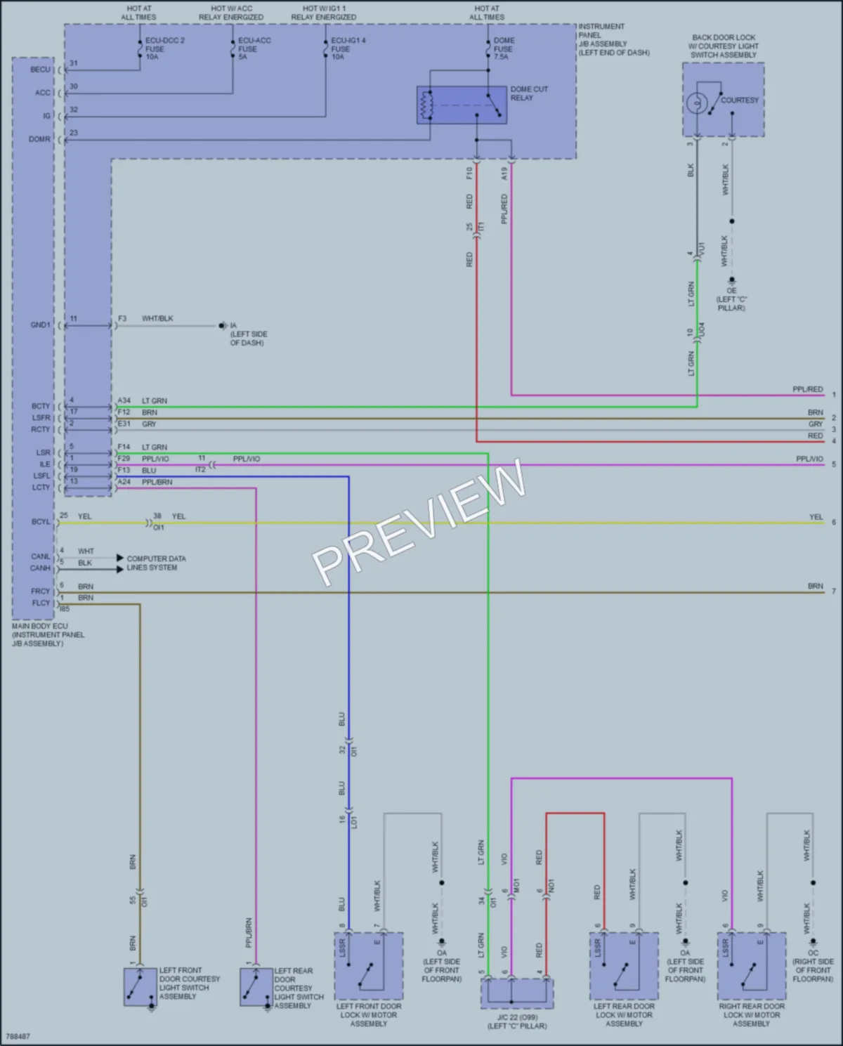 2022 Toyota CorollaHybrid Interior Lights wiring diagram preview