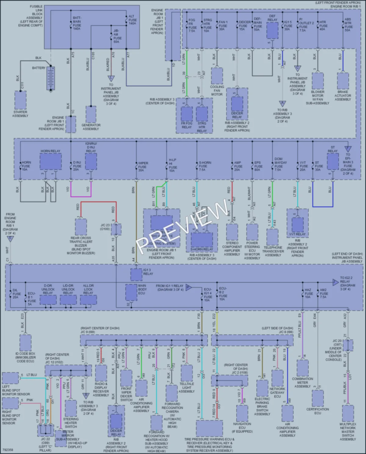 2022 Toyota CorollaHybrid Power Distribution wiring diagram preview