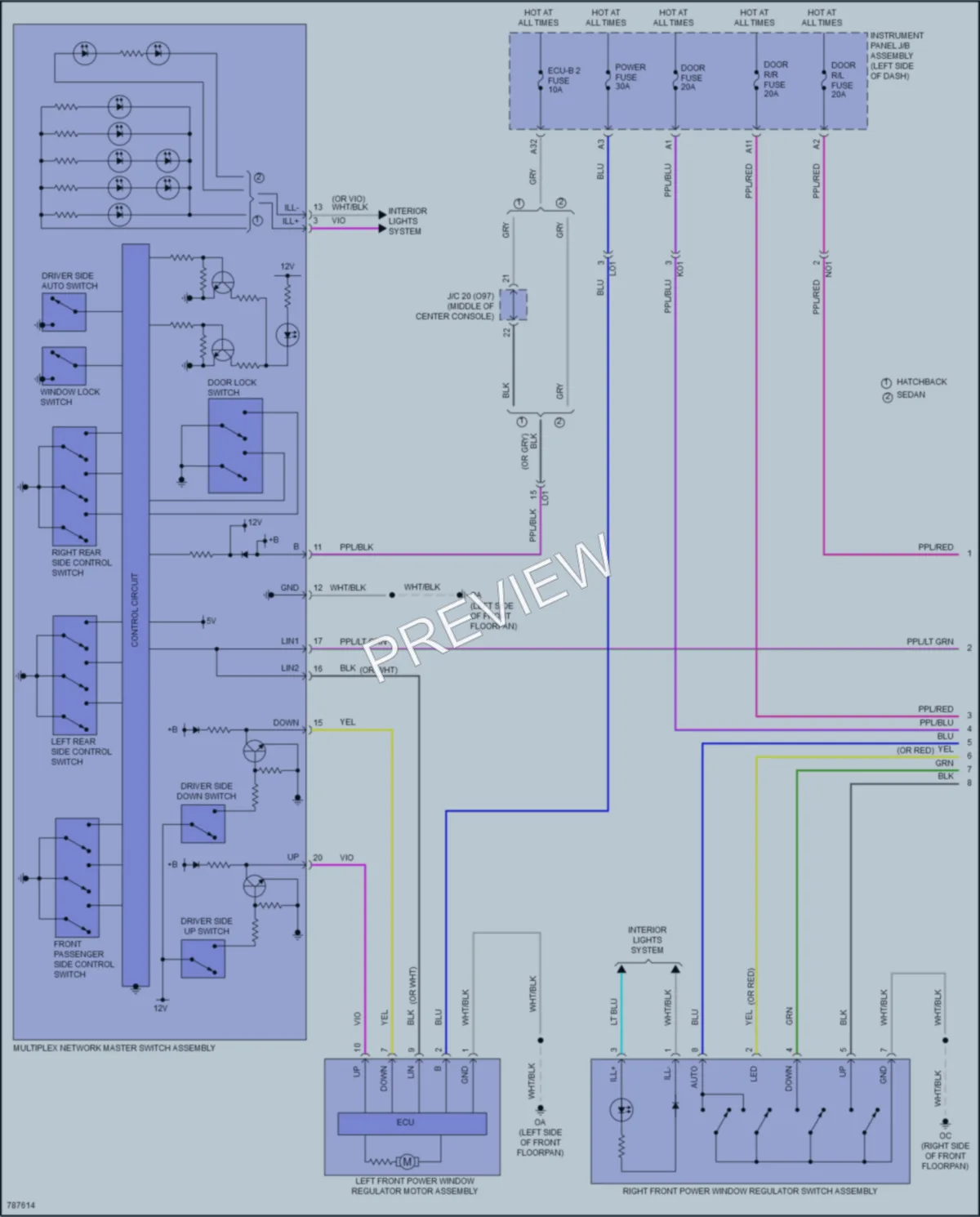 2022 Toyota CorollaHybrid Power Windows wiring diagram preview