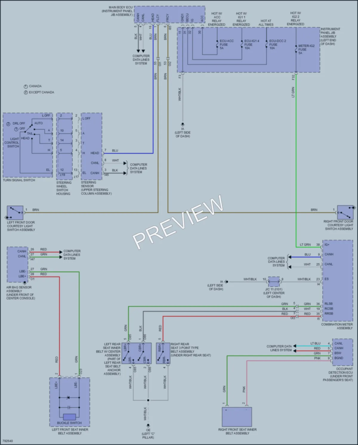 2022 Toyota CorollaHybrid Warning Systems wiring diagram preview