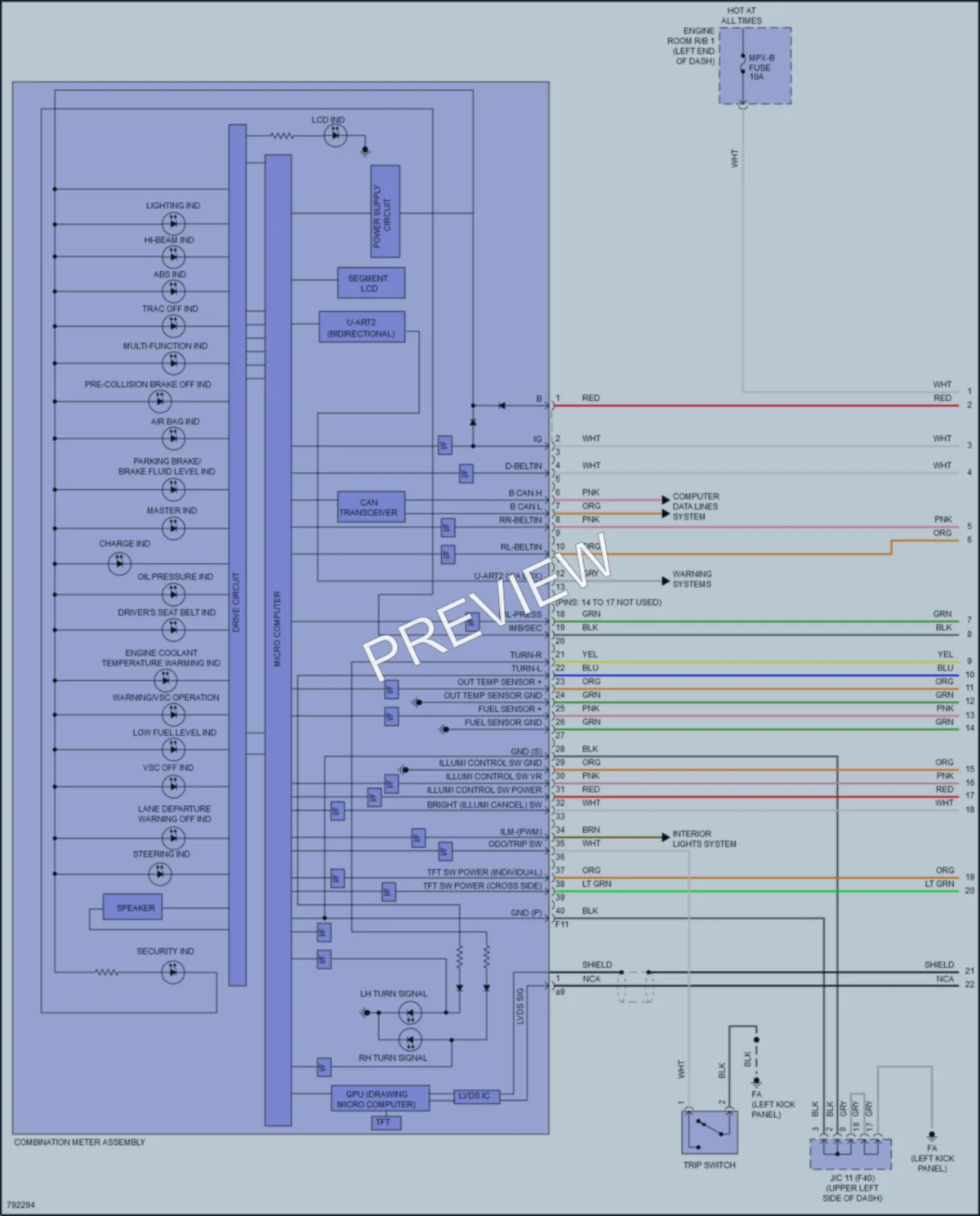 2022 Toyota GR86 Instrument Cluster wiring diagram preview