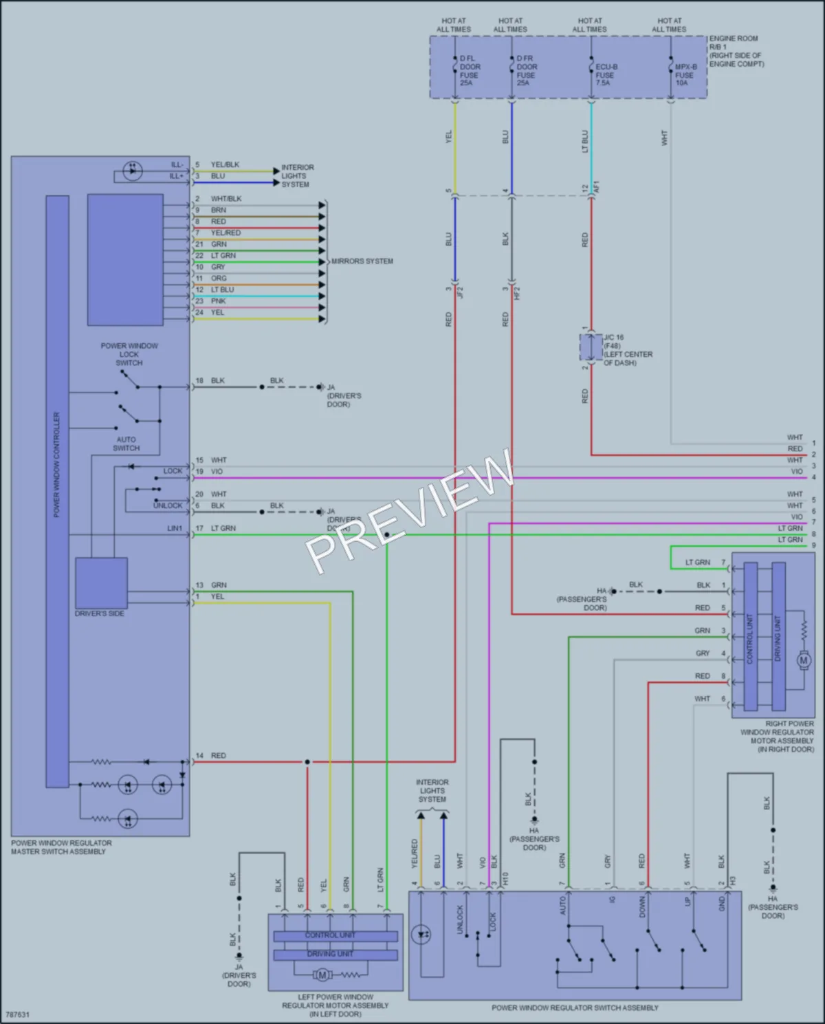 2022 Toyota GR86 Power Windows wiring diagram preview