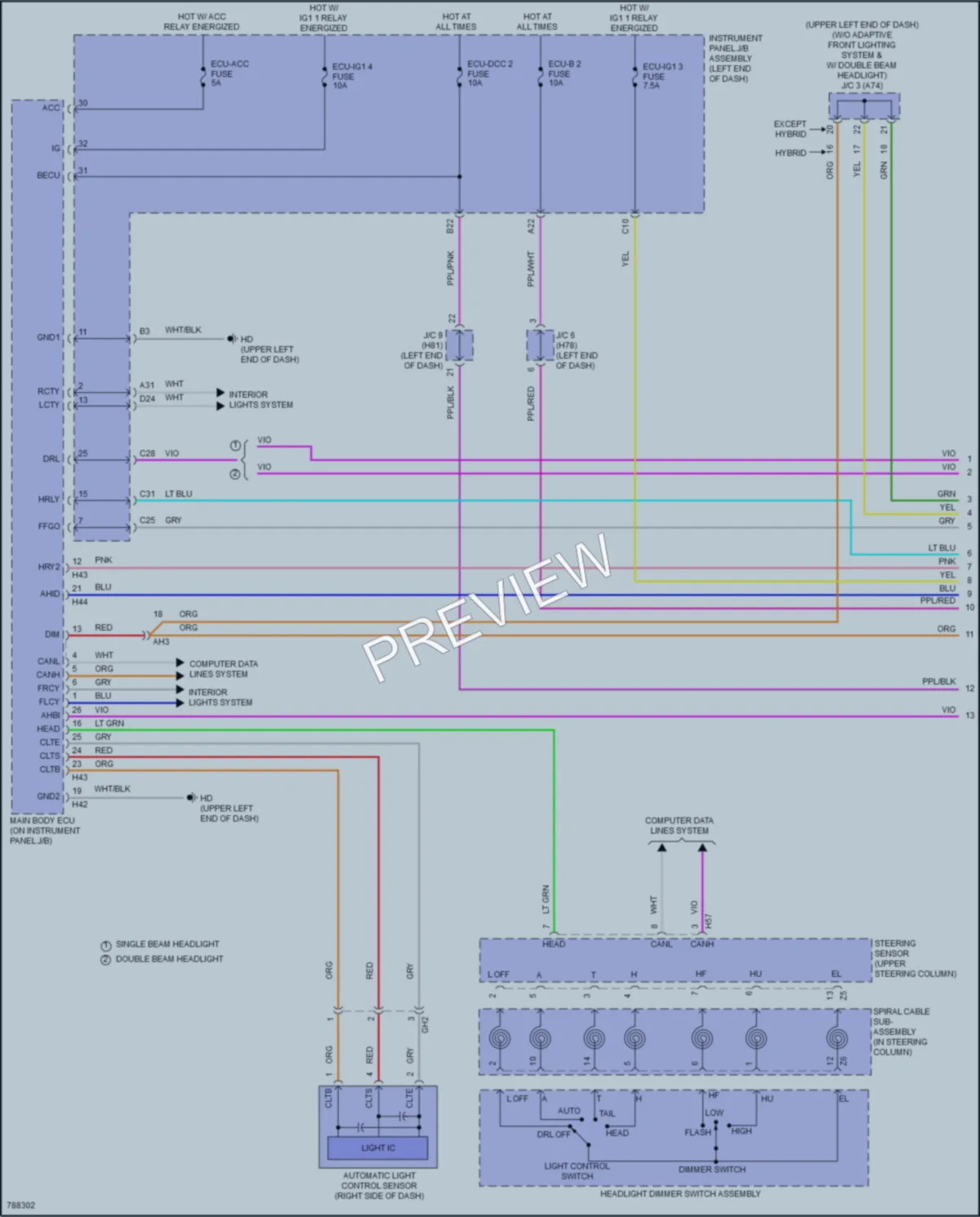 2022 Toyota HighlanderHybrid Headlights wiring diagram preview