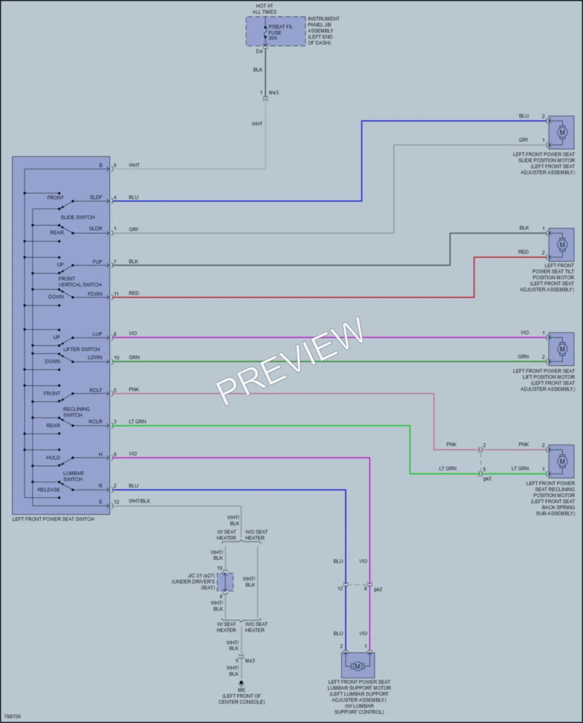 2022 Toyota HighlanderHybrid Power Seats wiring diagram preview