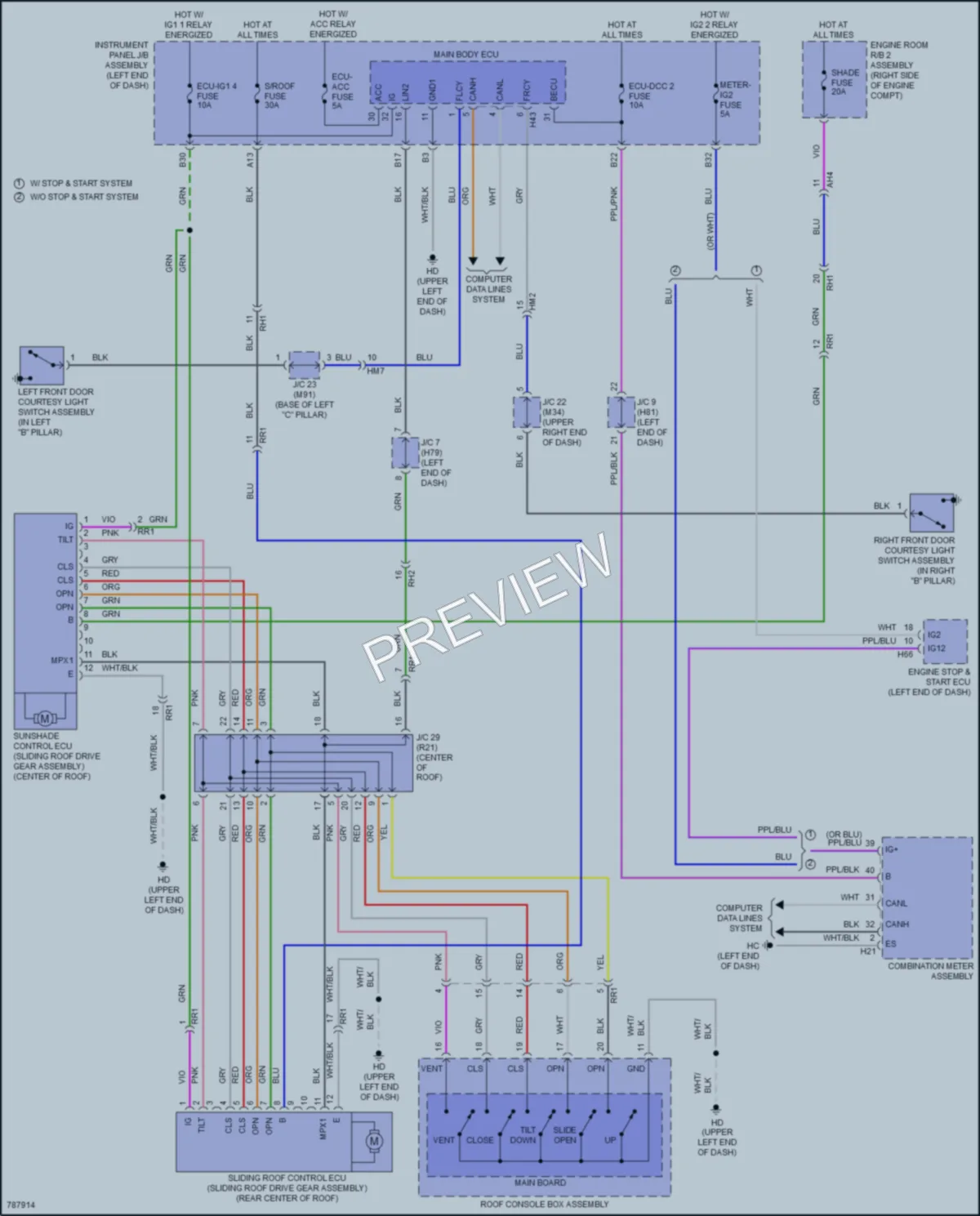 2022 Toyota HighlanderHybrid Power Top Sunroof wiring diagram preview