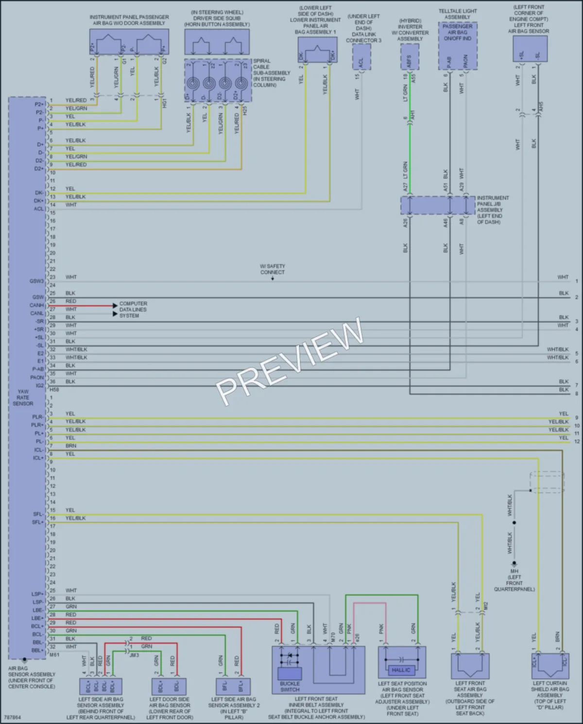 2022 Toyota HighlanderHybrid Supplemental Restraints wiring diagram preview