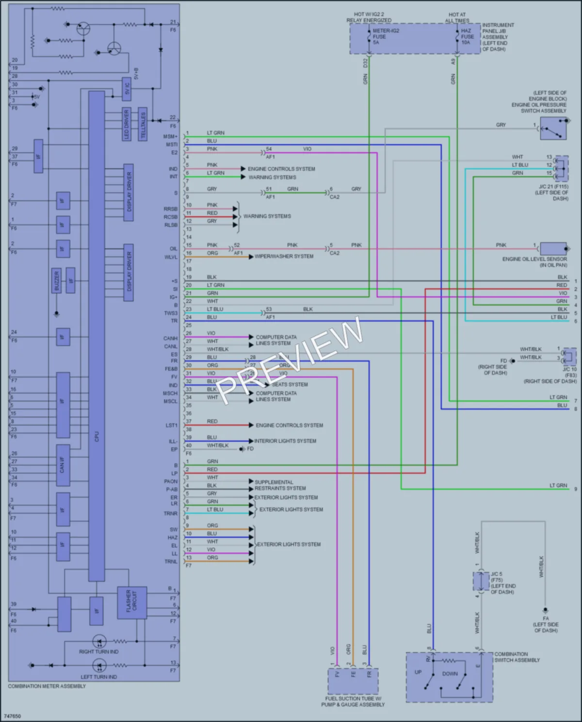 2022 Toyota Prius Instrument Cluster wiring diagram preview