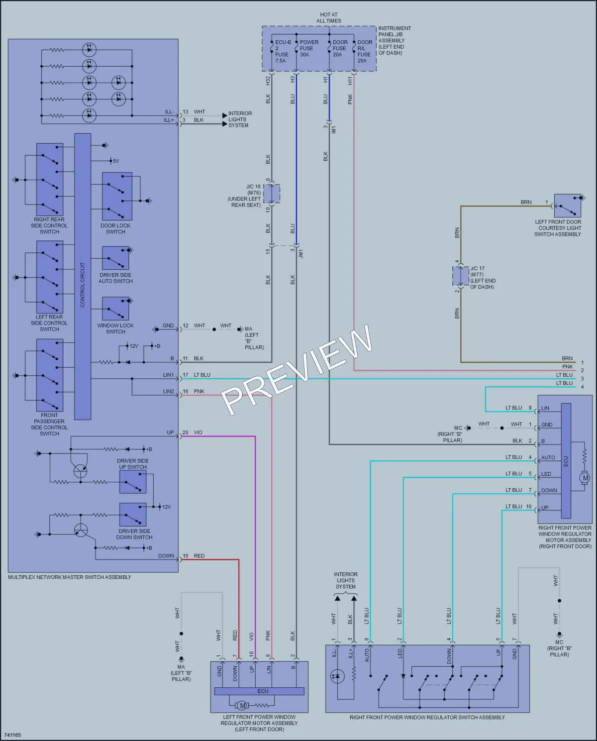 2022 Toyota Prius Power Windows wiring diagram preview