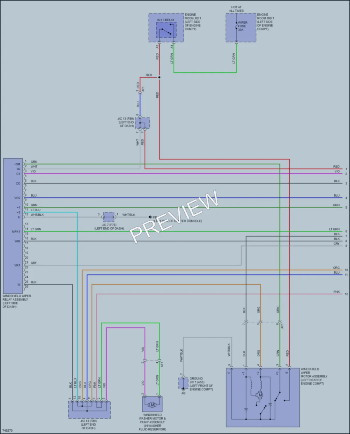 2022 Toyota Prius Wiper Washer wiring diagram preview