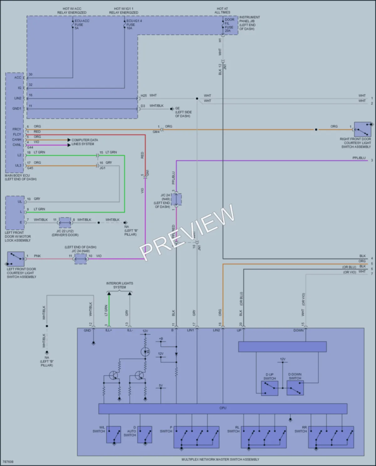 2022 Toyota RAV4Hybrid Power Windows wiring diagram preview