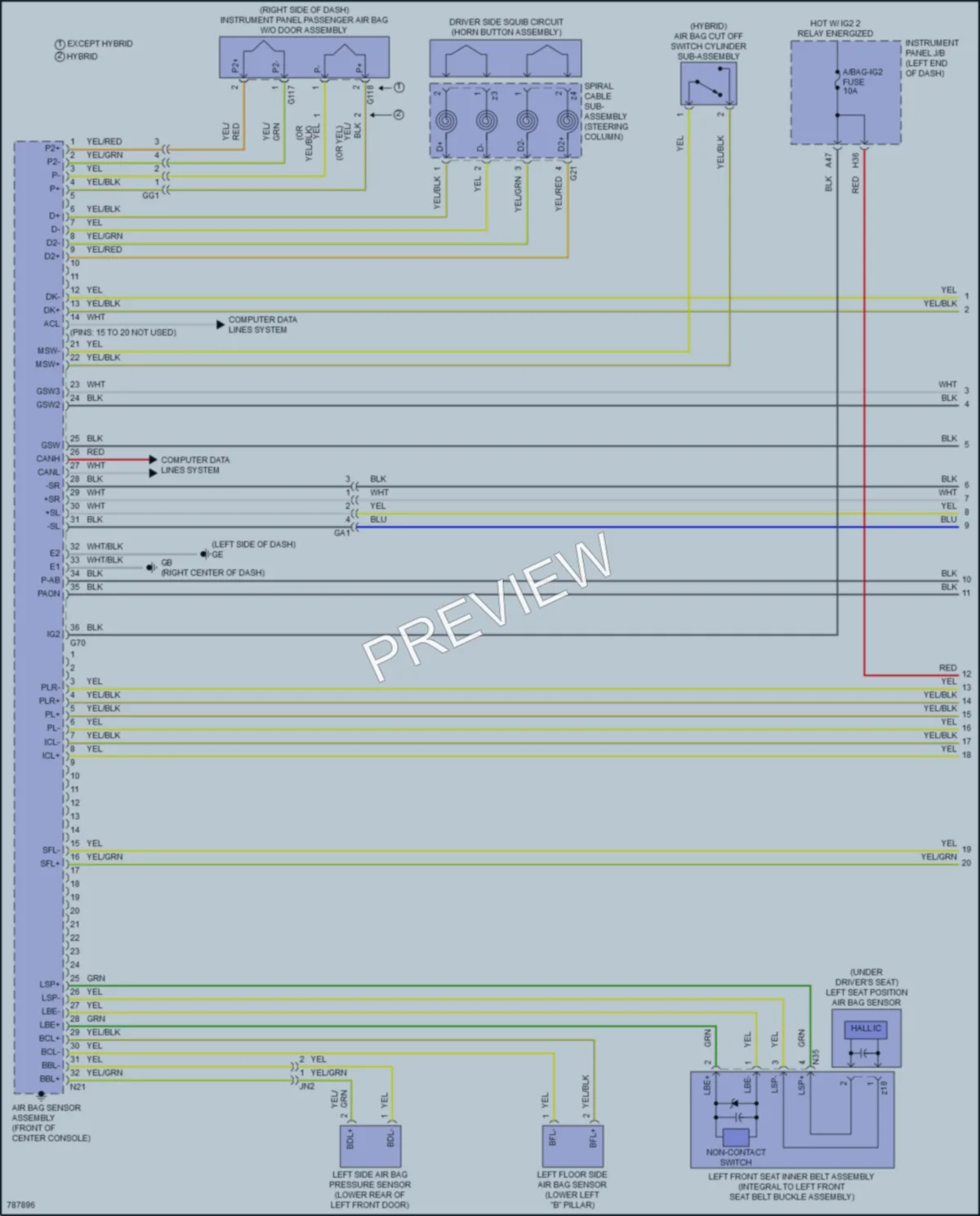 2022 Toyota RAV4Hybrid Supplemental Restraints wiring diagram preview