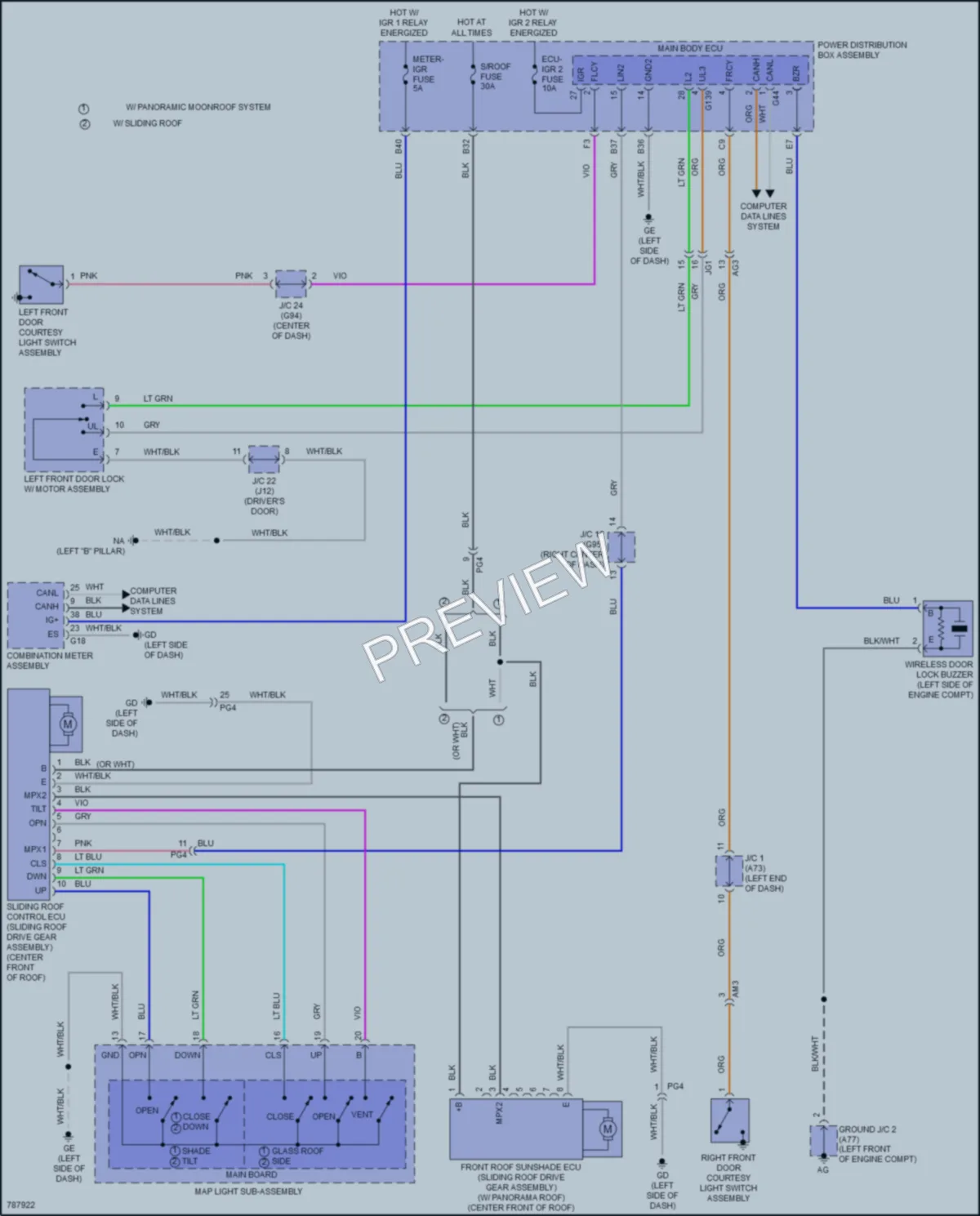 2022 Toyota RAV4Prime Power Top Sunroof wiring diagram preview