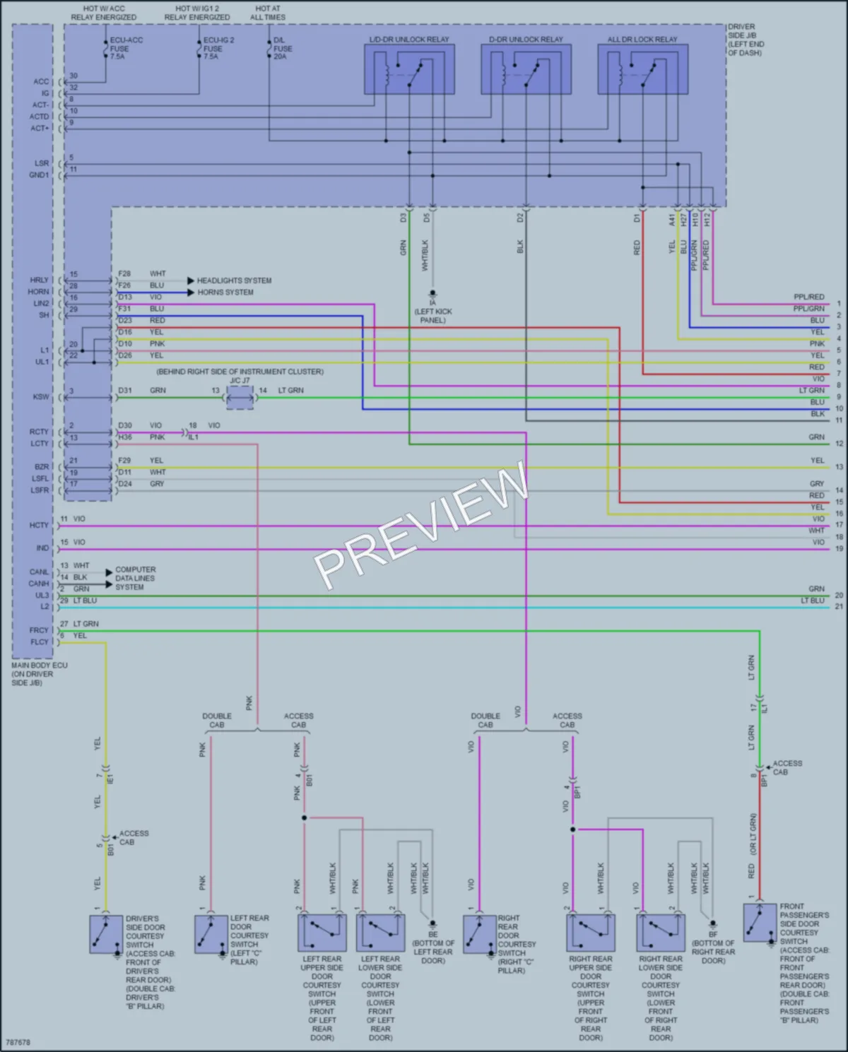 2022 Toyota Tacoma Power Door Locks wiring diagram preview