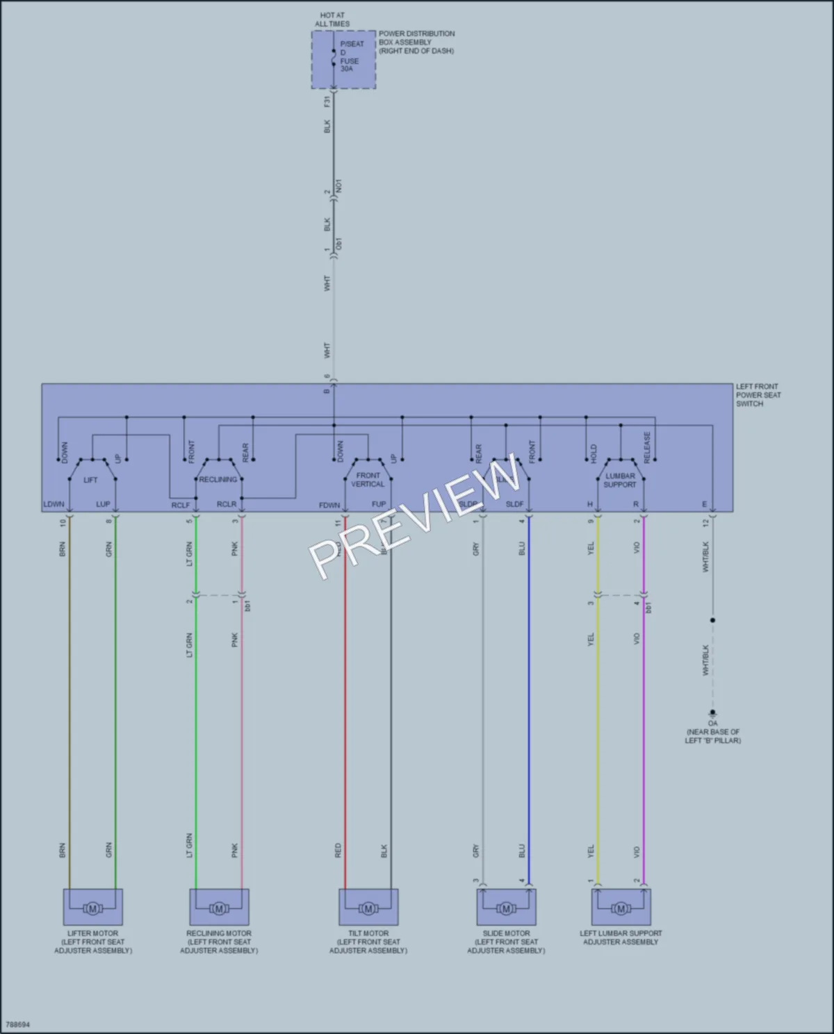 2022 Toyota TundraHybrid Power Seats wiring diagram preview