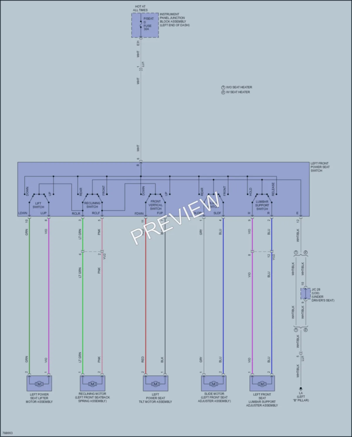 2022 Toyota VenzaHybrid Power Seats wiring diagram preview