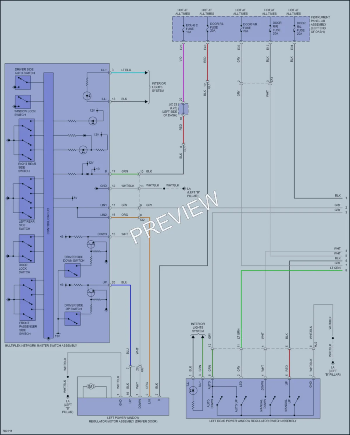 2022 Toyota VenzaHybrid Power Windows wiring diagram preview