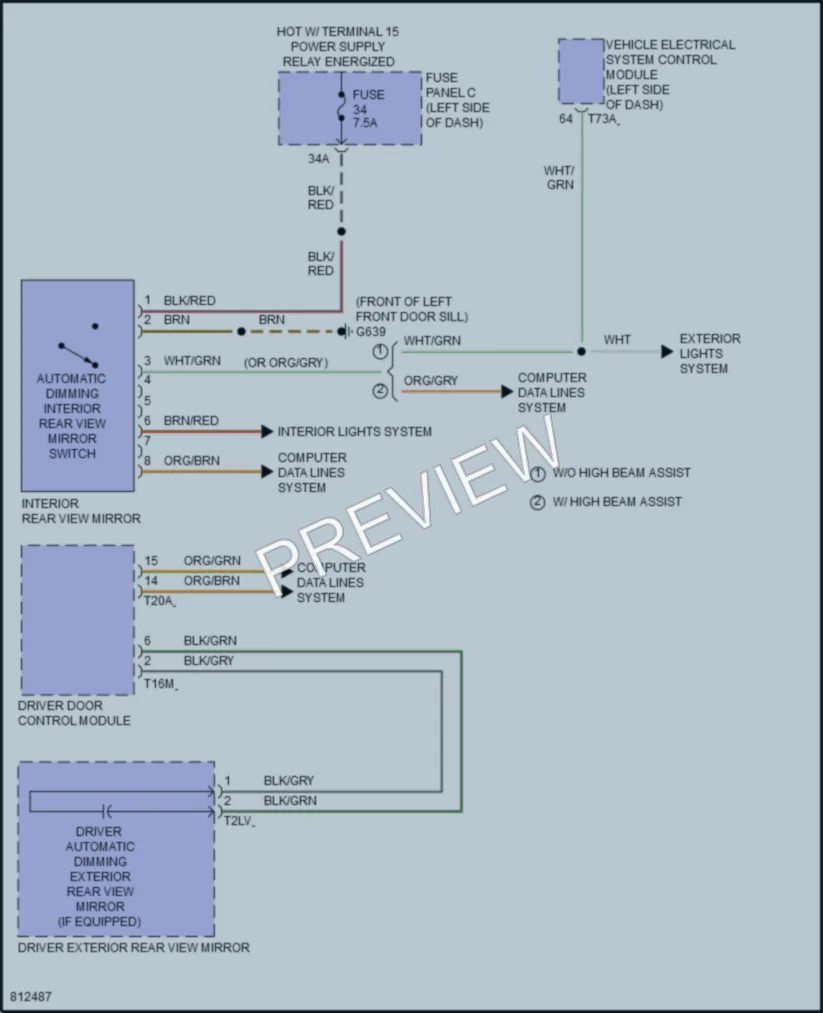 2022 Volkswagen AtlasCrossSport Power Mirrors wiring diagram preview