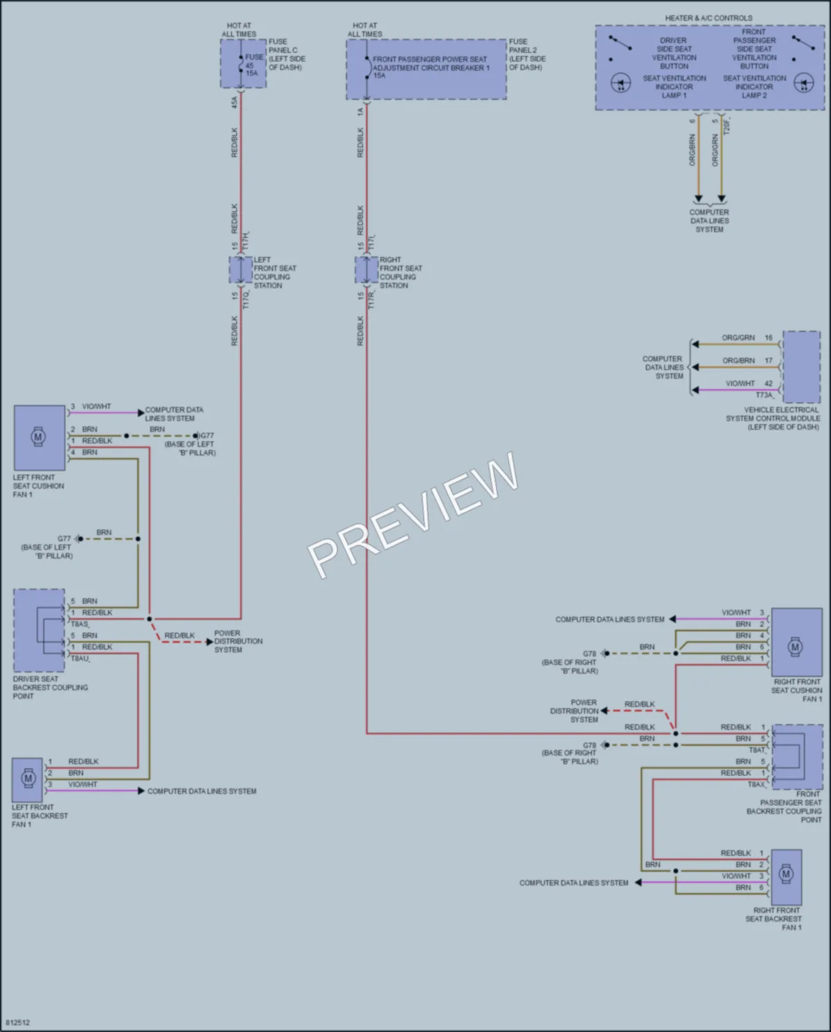 2022 Volkswagen AtlasCrossSport Power Seats wiring diagram preview