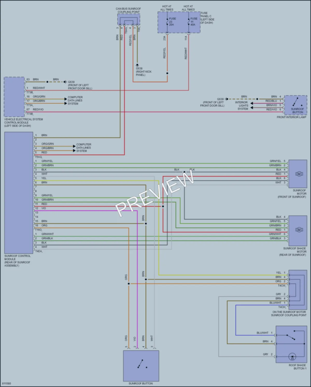 2022 Volkswagen AtlasCrossSport Power Top Sunroof wiring diagram preview