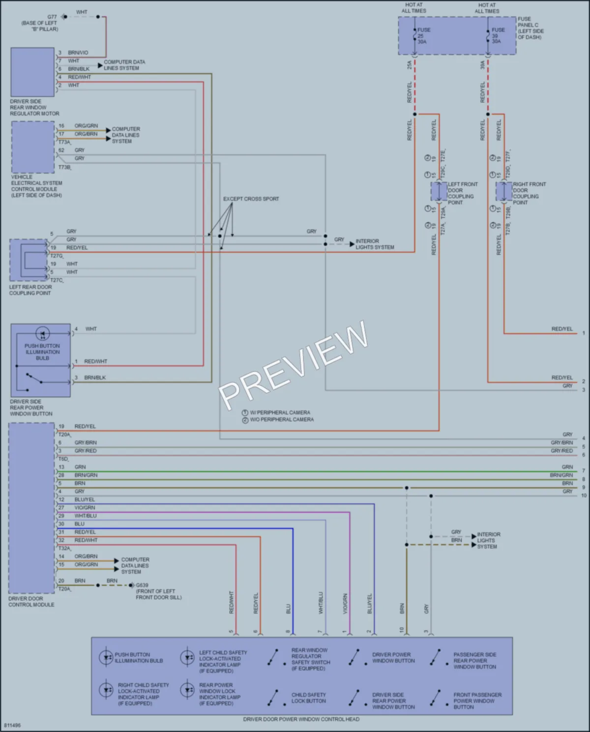 2022 Volkswagen AtlasCrossSport Power Windows wiring diagram preview