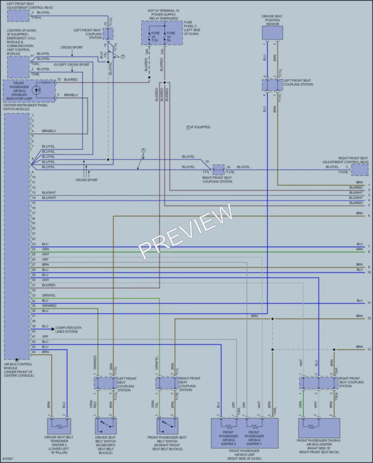 2022 Volkswagen AtlasCrossSport Supplemental Restraints wiring diagram preview