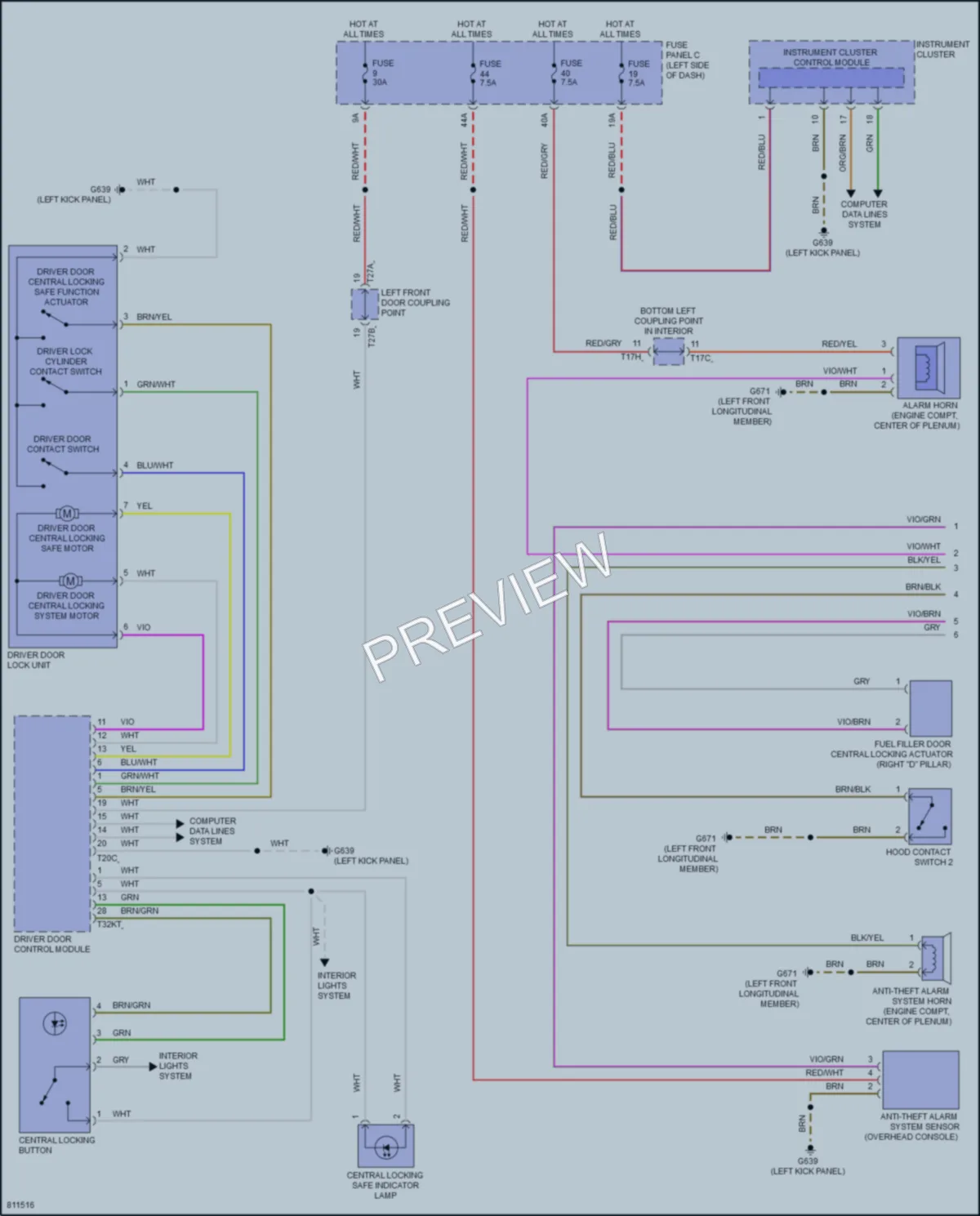 2022 Volkswagen GolfR Power Door Locks wiring diagram preview