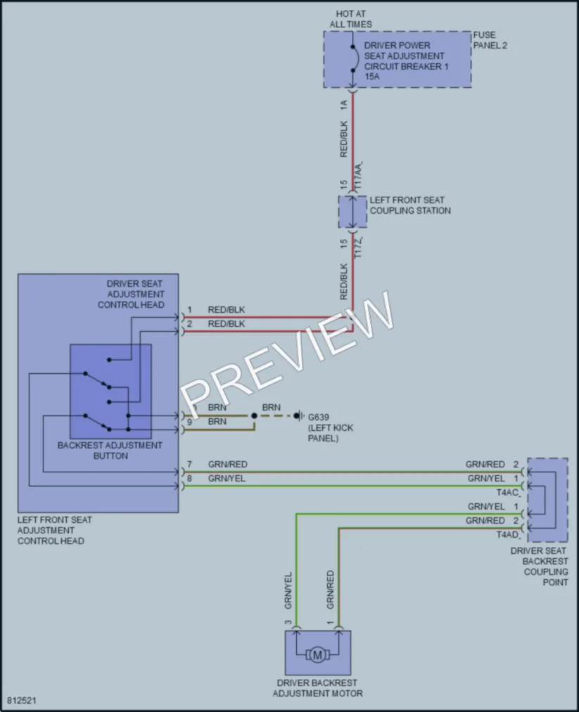 2022 Volkswagen GolfR Power Seats wiring diagram preview