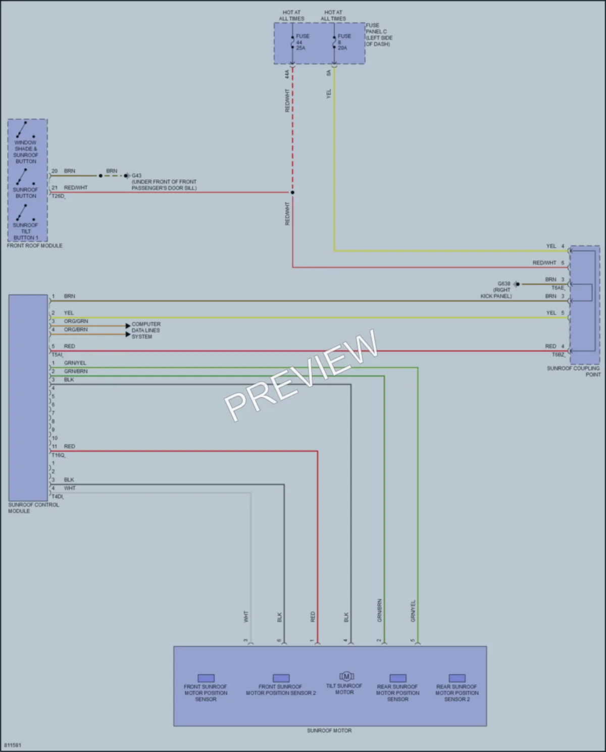 2022 Volkswagen GolfR Power Top Sunroof wiring diagram preview