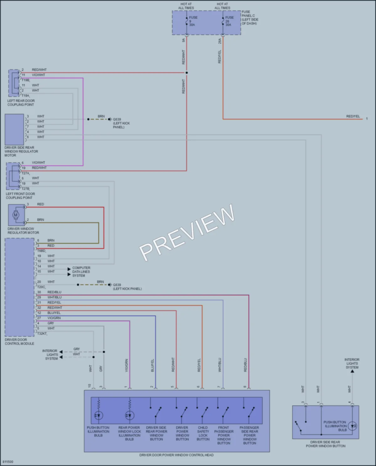 2022 Volkswagen GolfR Power Windows wiring diagram preview