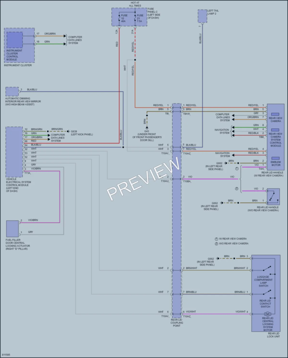 2022 Volkswagen GolfR Trunk Tailgate Fuel Door wiring diagram preview