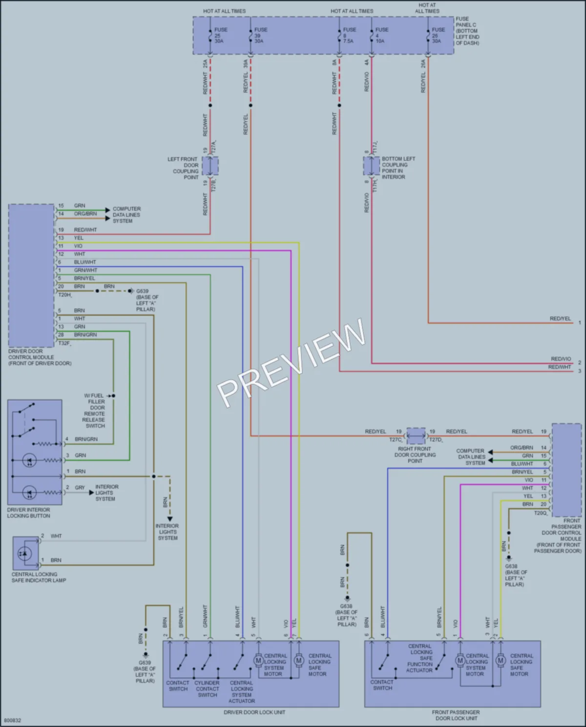 2022 Volkswagen Jetta Power Door Locks wiring diagram preview