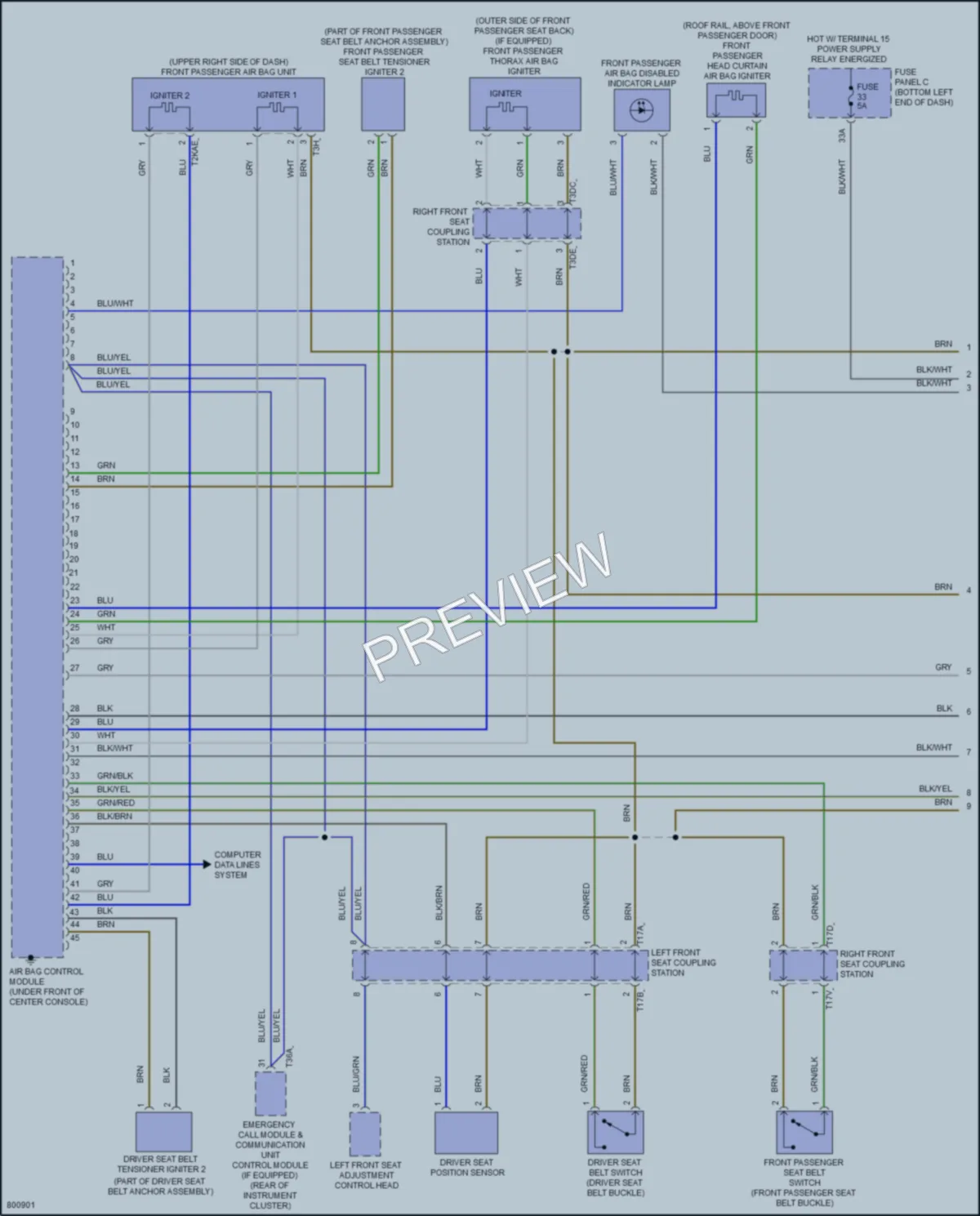 2022 Volkswagen JettaGLI Supplemental Restraints wiring diagram preview