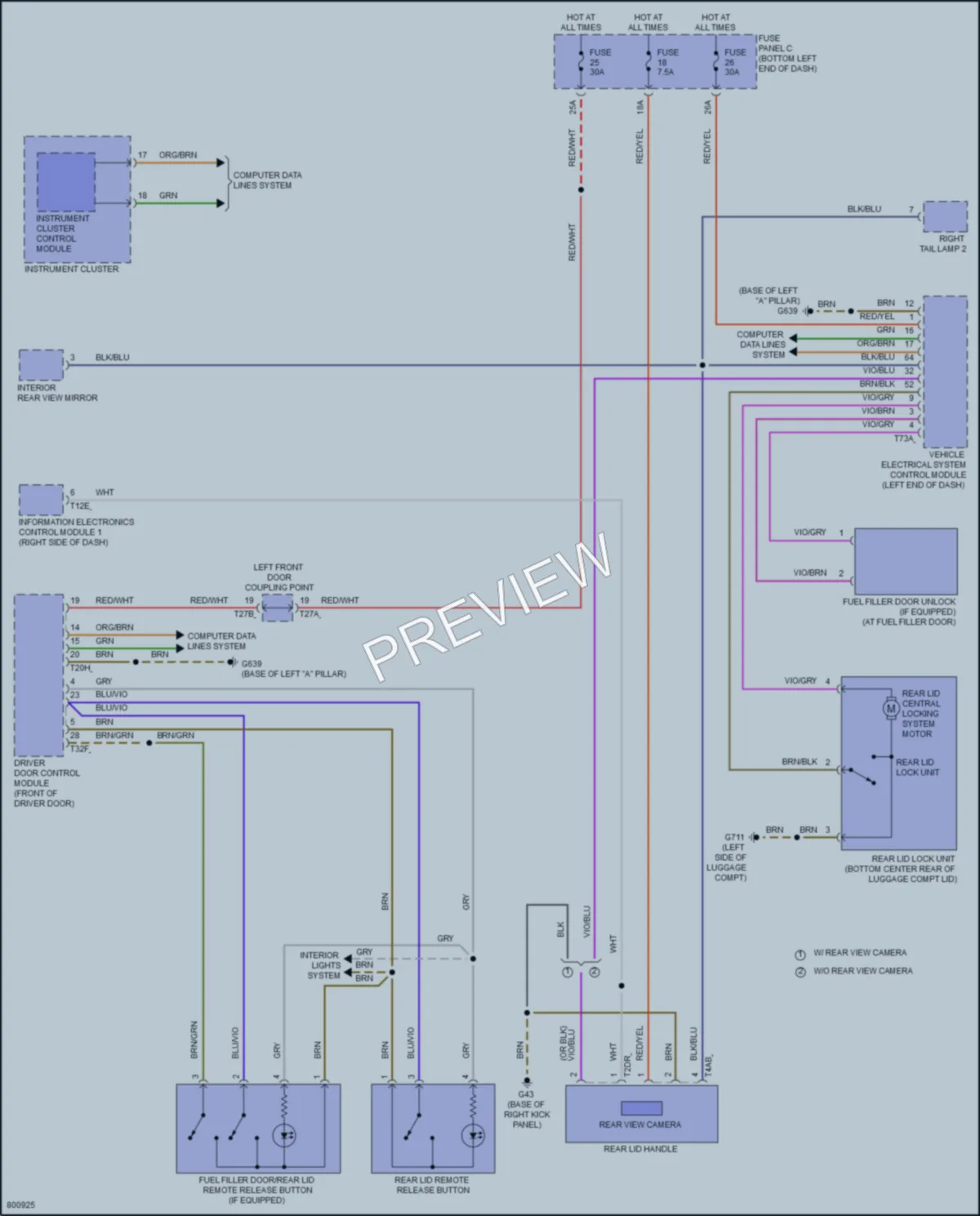 2022 Volkswagen JettaGLI Trunk Tailgate Fuel Door wiring diagram preview