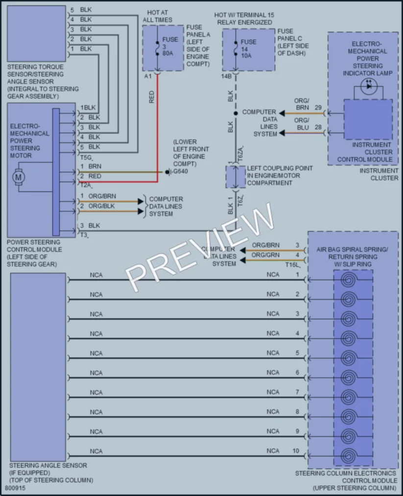 2022 Volkswagen Passat Electronic Power Steering wiring diagram preview