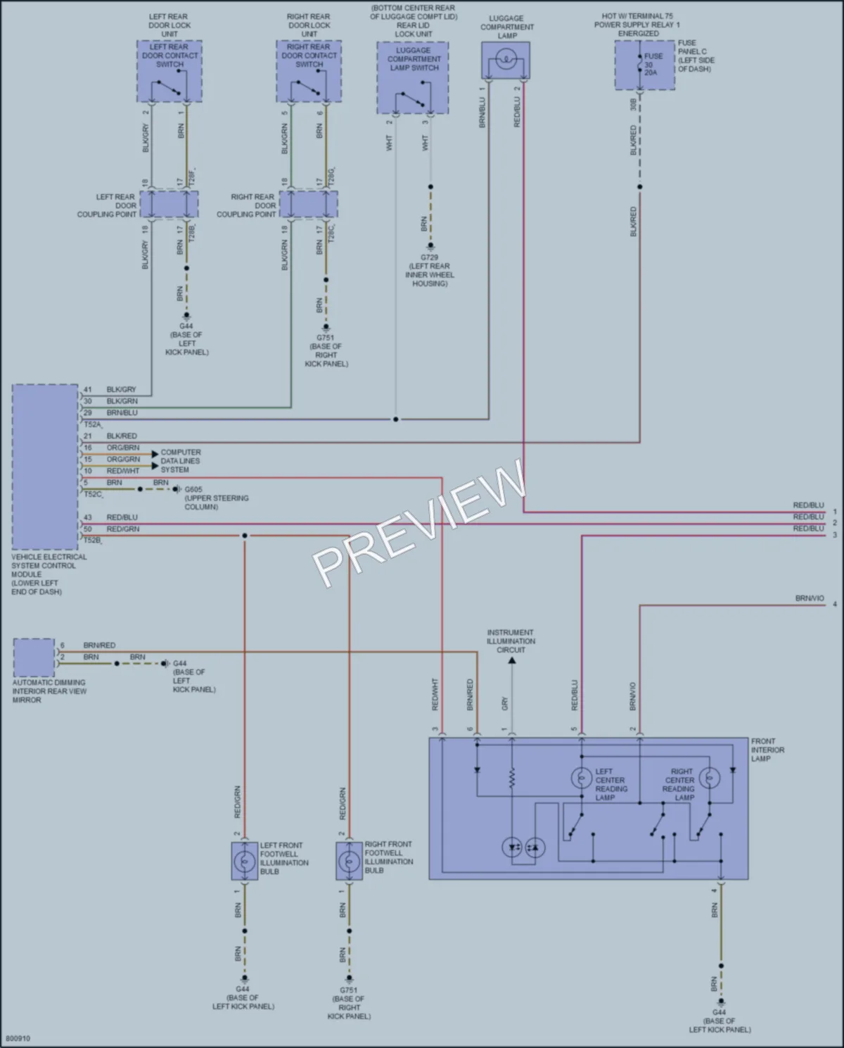 2022 Volkswagen Passat Interior Lights wiring diagram preview