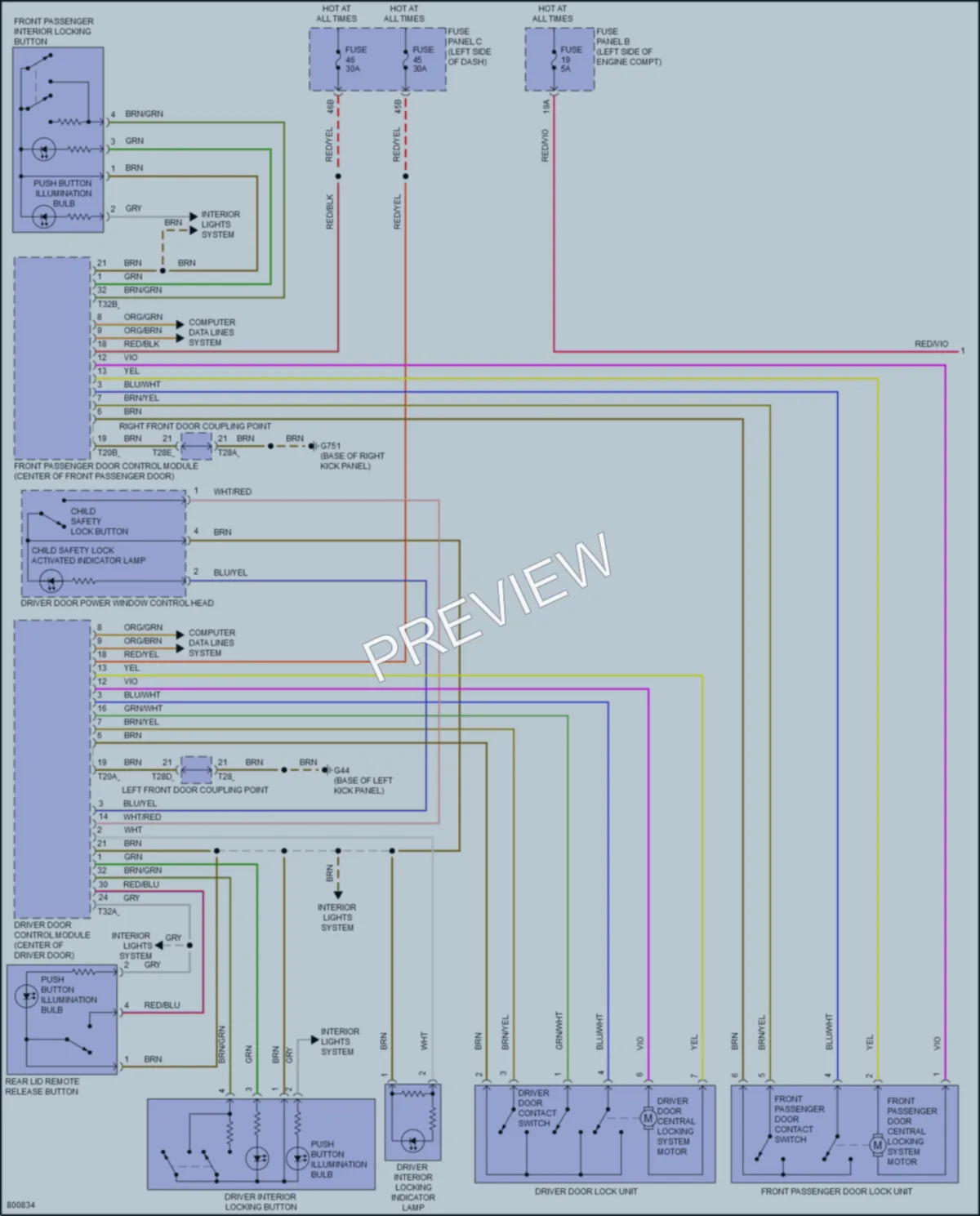 2022 Volkswagen Passat Power Door Locks wiring diagram preview