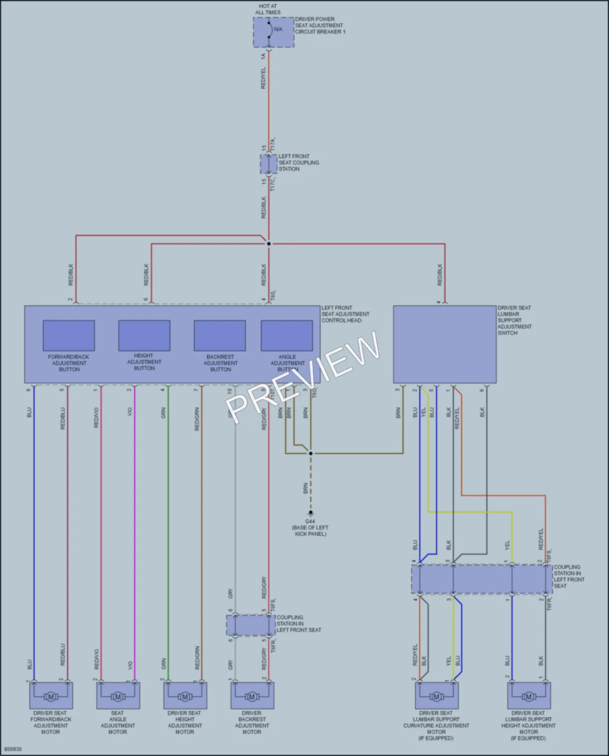 2022 Volkswagen Passat Power Seats wiring diagram preview