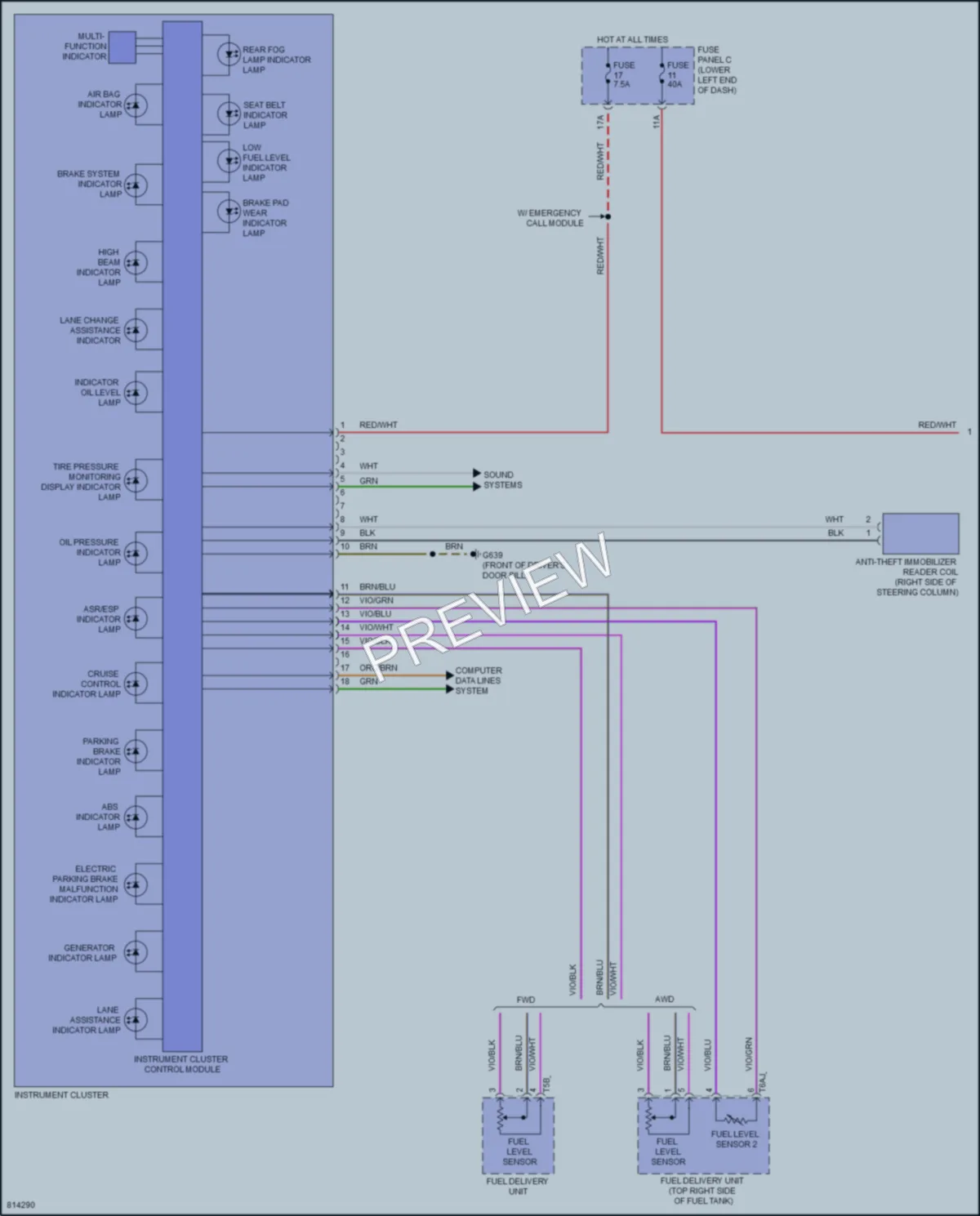 2022 Volkswagen Taos Instrument Cluster wiring diagram preview