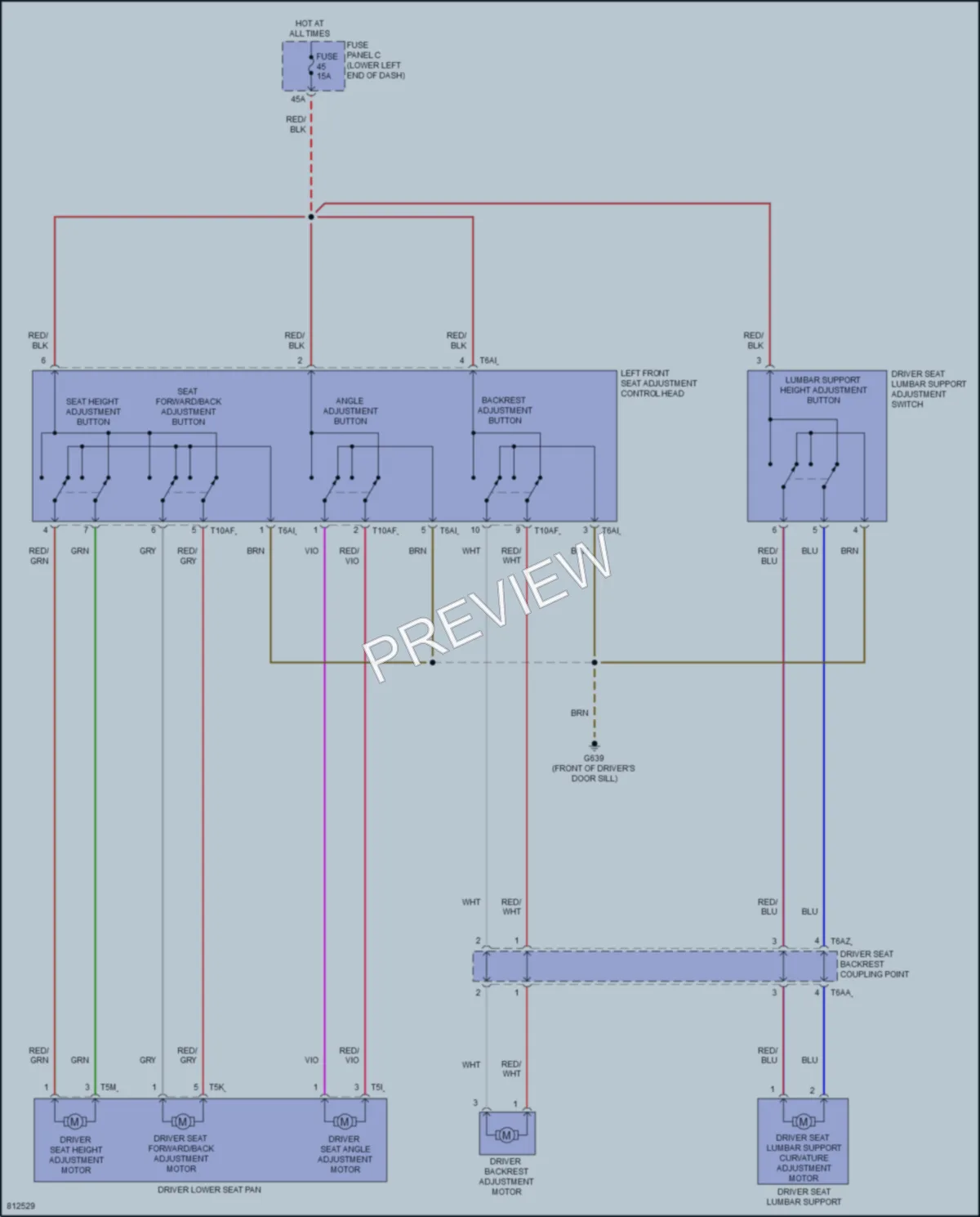 2022 Volkswagen Taos Power Seats wiring diagram preview