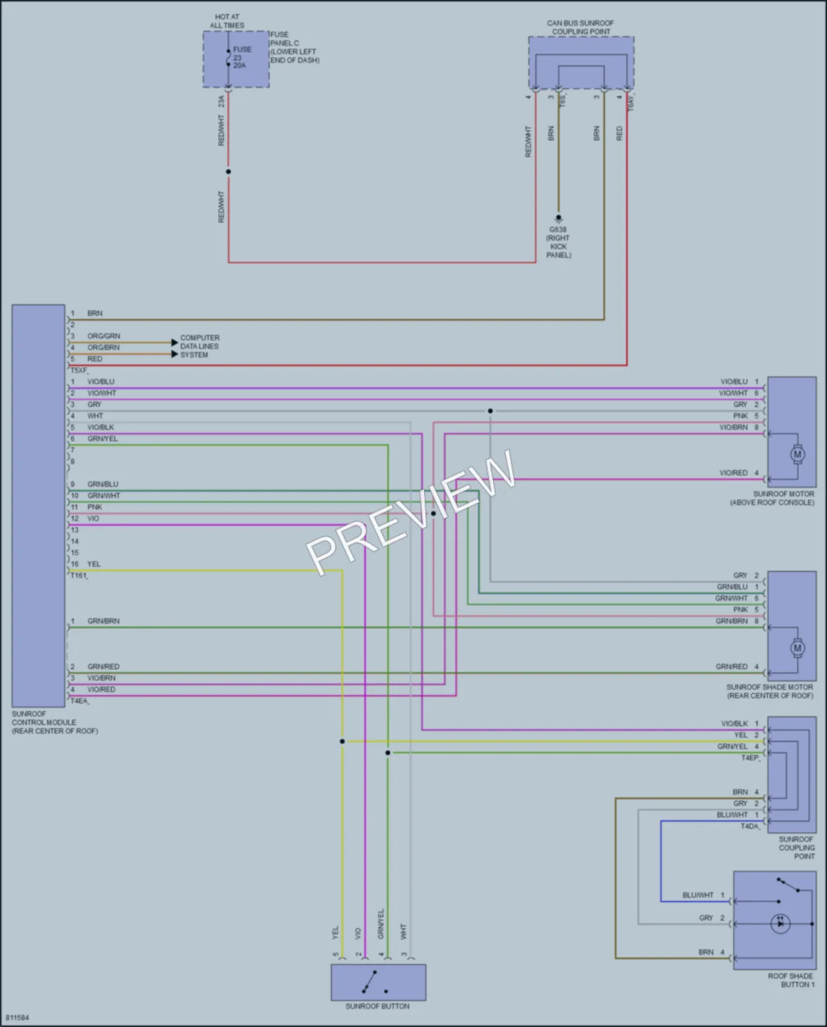 2022 Volkswagen Taos Power Top Sunroof wiring diagram preview