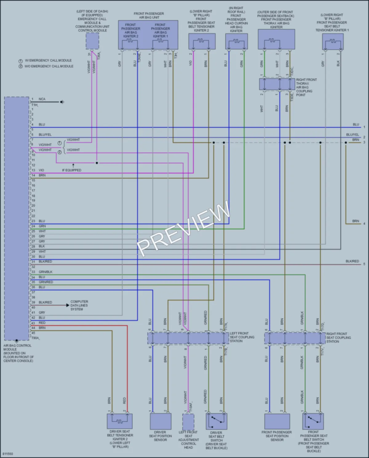 2022 Volkswagen Taos Supplemental Restraints wiring diagram preview