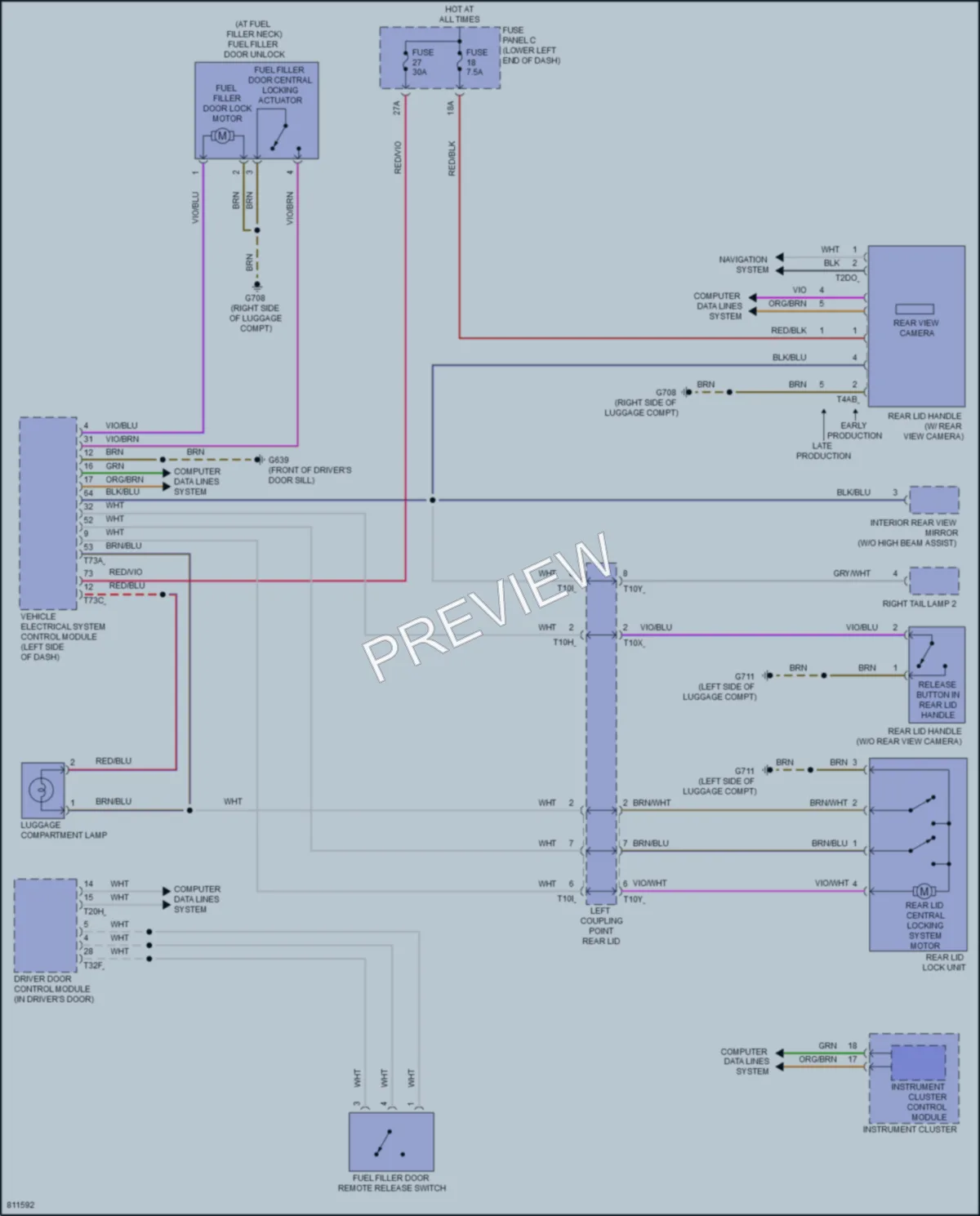 2022 Volkswagen Taos Trunk Tailgate Fuel Door wiring diagram preview